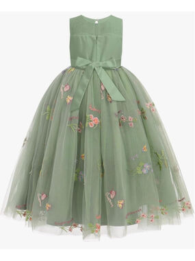 NEW Flower Girl Dress Wedding Floral Embroidery Tulle Princess Dress 13-14 Yrs